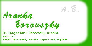 aranka borovszky business card